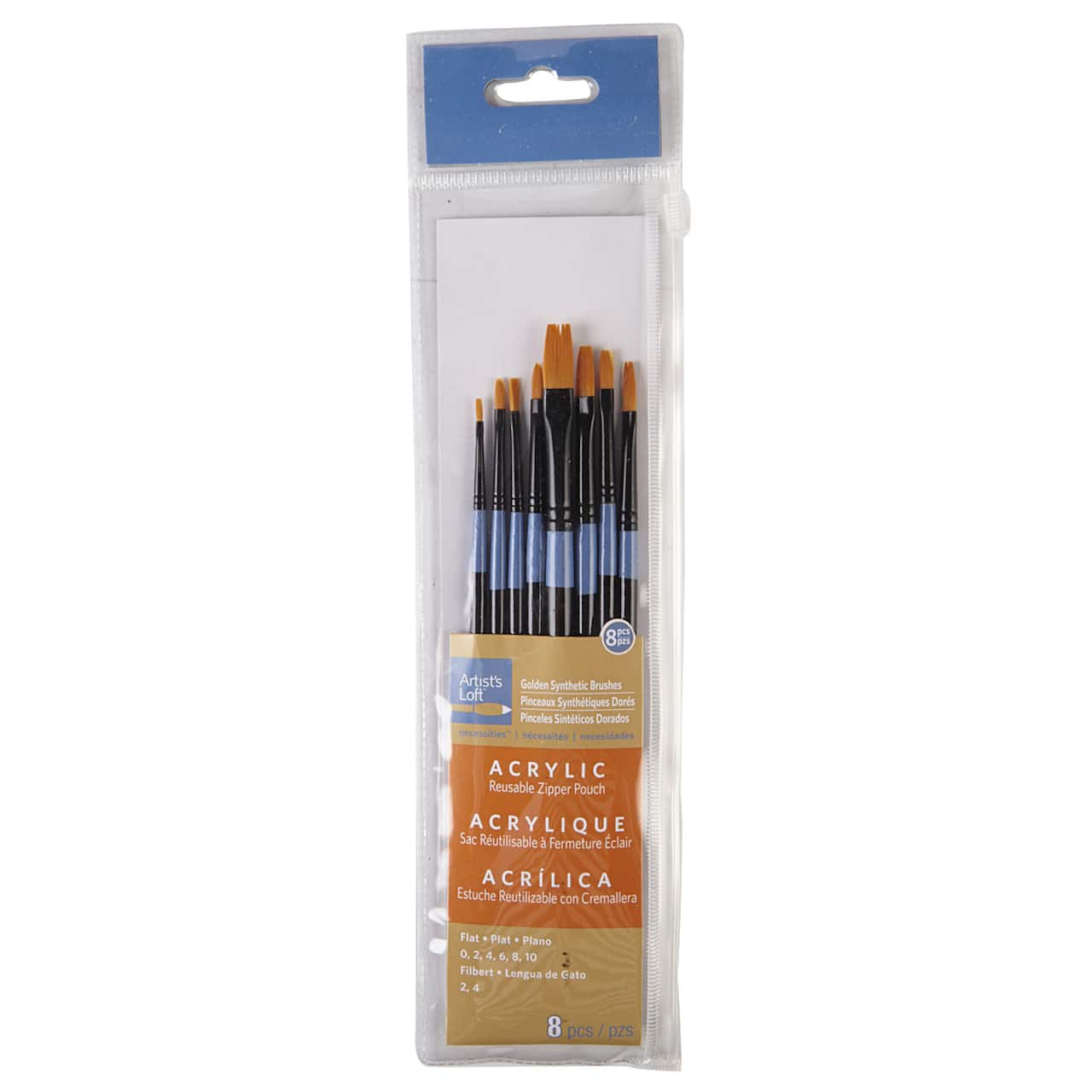 8 Piece Necessities™ Golden Synthetic Flat Acrylic Brushes By Artist's Loft®